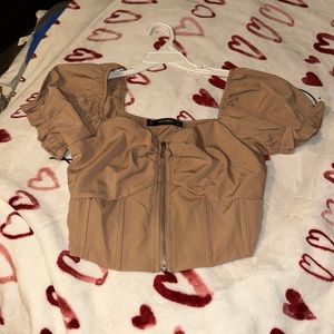 New tan crop top